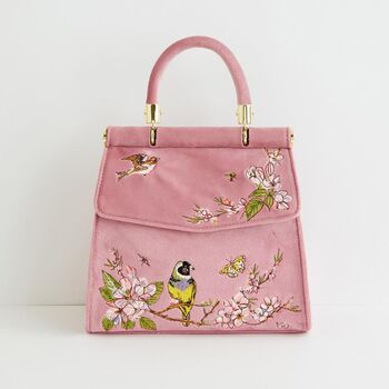 Morning Song Bird Embroidered Mini Pink Tote, 2 of 10