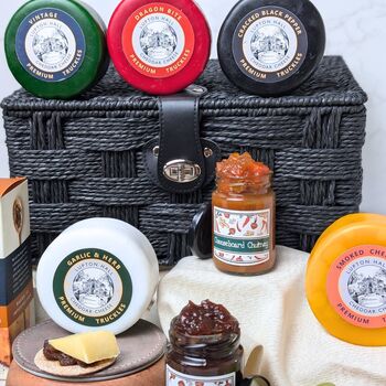 Cheese Hamper Basket With Cheese Chutney And Crackers, 5 of 5