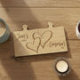 Personalised Couples Coaster Set With Hearts, Engraved Jigsaw Wooden Coaster, thumbnail 2 of 6
