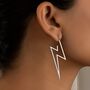 Silver Minimalist Lightning Strike Golden Earrings, thumbnail 1 of 3