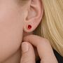 Gold Plated Sterling Silver January Garnet Birthstone Stud Earrings – 7mm, thumbnail 1 of 9