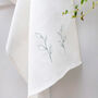Embroidered Linen Leaves Tea Towel, thumbnail 4 of 5