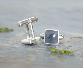 Seven.5ct Sapphire Cufflinks In Sterling Silver, 2 of 2