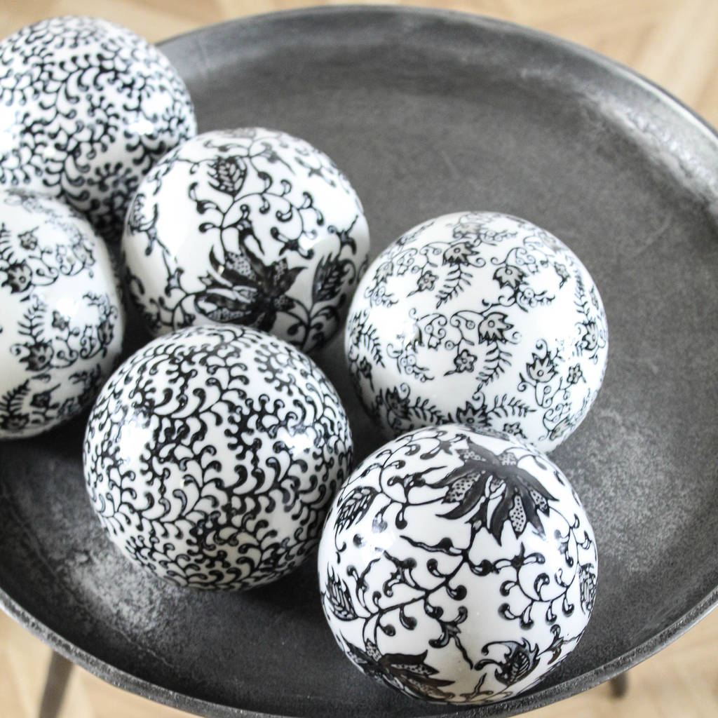 ceramic balls black and white set of six by marquis & dawe