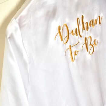 Dulhan To Be Silk Robe White And Gold, 2 of 2