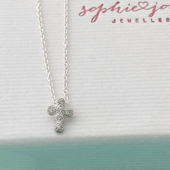 Personalised First Holy Communion Crystal Cross Necklace, 2 of 3