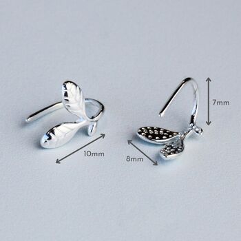 Sterling Silver Leaf Hook Earrings, 3 of 6