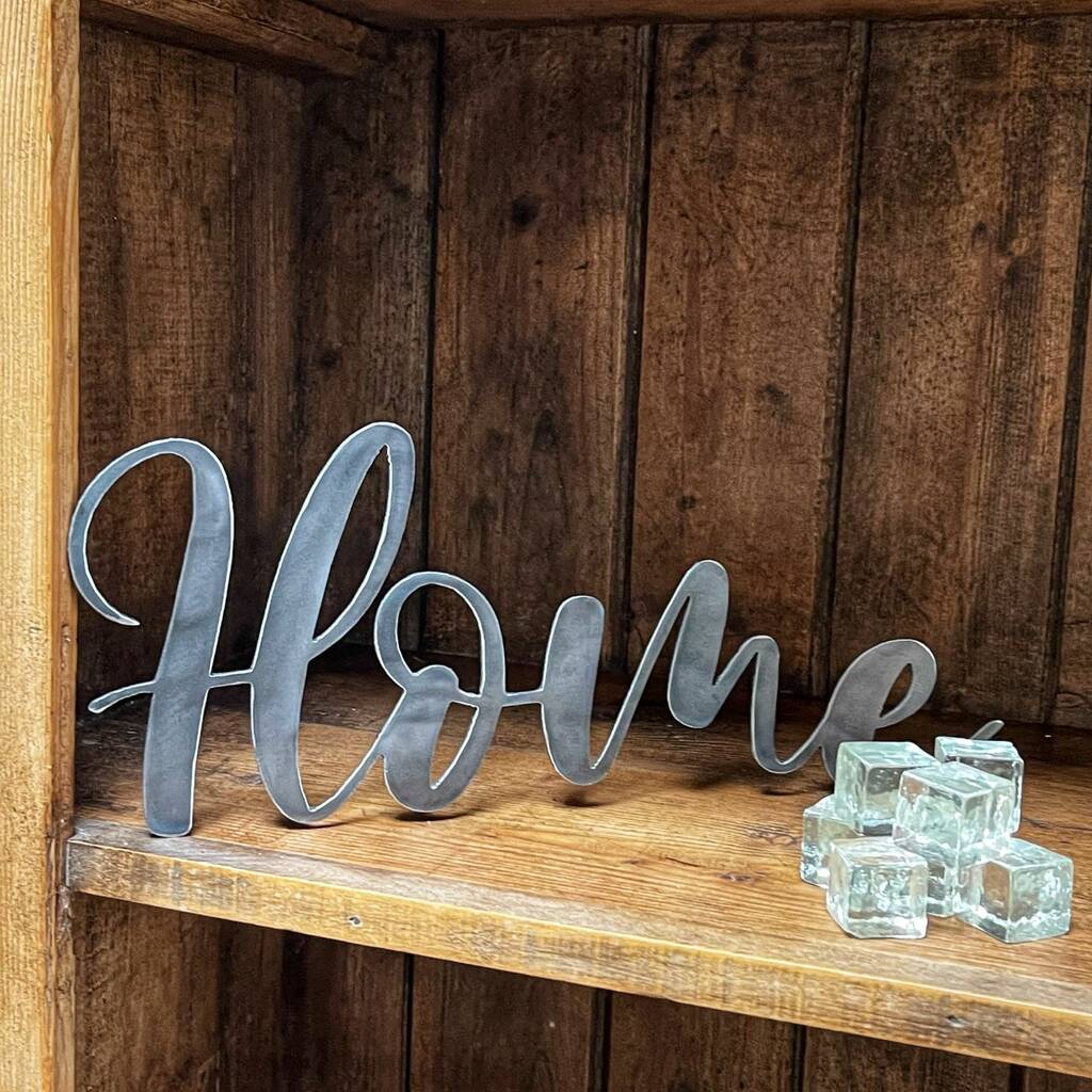 'Home' Metal Word Sign Wall Art Decoration, 1 of 7
