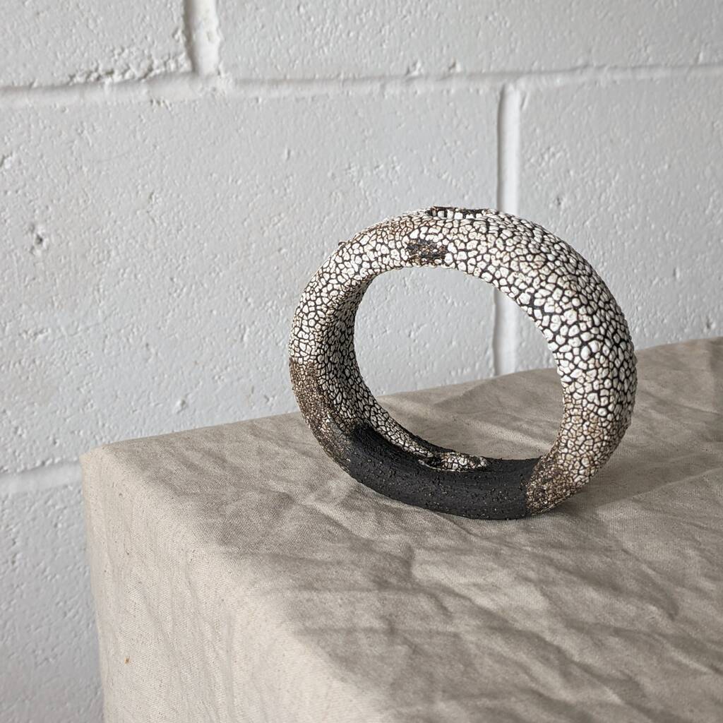 Black Clay Handmade Doughnut Vase By Rebecca Ridley Ceramics