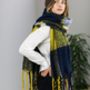 Personalised Navy To Mustard Fringed Scarf, thumbnail 1 of 3