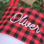 Personalised Tartan White Stocking With Reindeer, thumbnail 5 of 8