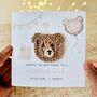 Personalised Girl Crochet Bear 1st Birthday Card, thumbnail 1 of 5