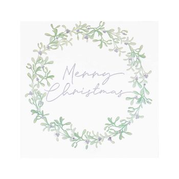 Merry Christmas Mistletoe Wreath Christmas Napkins X 16, 2 of 2