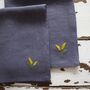 Dusty Blue Linen Hand Embroidered Mimosa Napkins, thumbnail 1 of 2