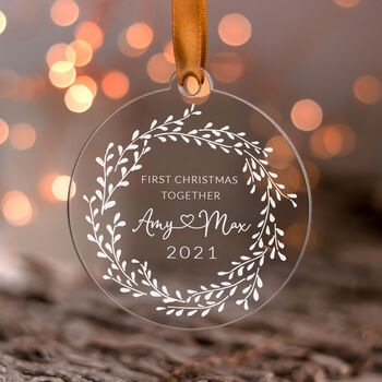 Personalised Acrylic First Christmas Together Ornament, 7 of 10