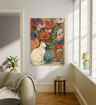 Cat And Vase Still Life Art Print, 2 of 4