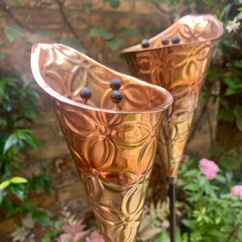 Pair Copper Etched Lily Sculptures Ltzaf131, 9 of 12