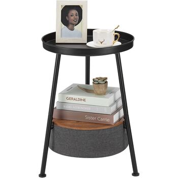 Small Two Tier Side Table With Storage Round End Table, 4 of 8