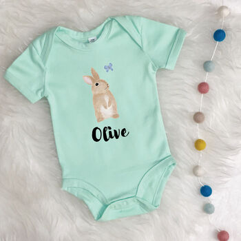 Illustrated Bunny Personalised Babygrow, 5 of 12