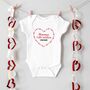 Personalised Mummy's Little Valentine Heart Name Babygrow Or Sleepsuit, thumbnail 1 of 5