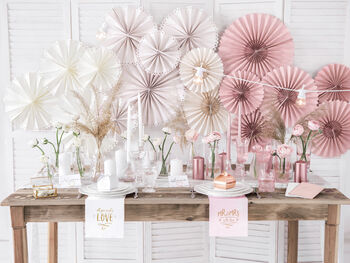 Dusty Rose Pink Party Fan Decorations X Three, 4 of 4
