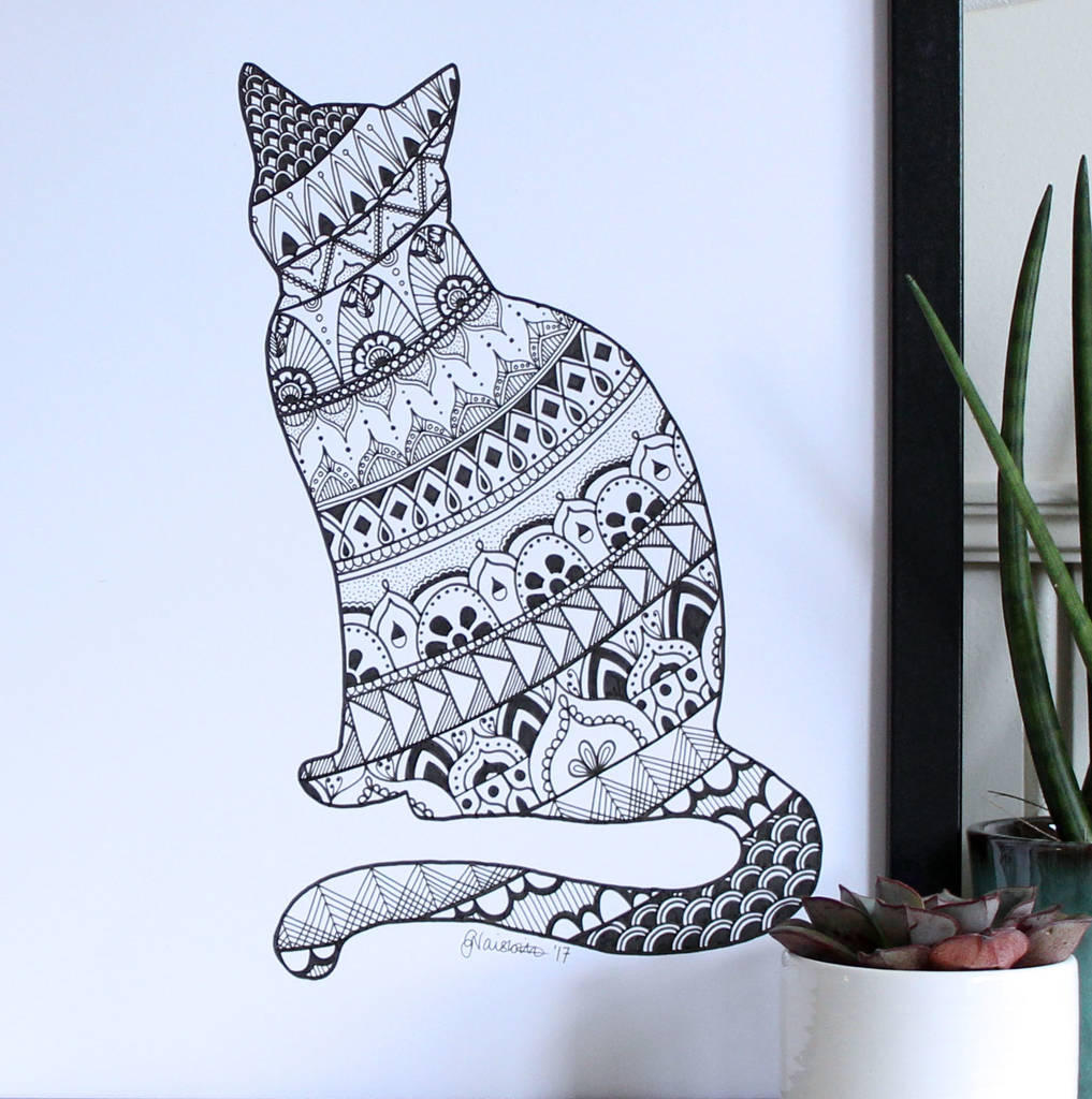 hand drawn mandala cats by drawink designs | notonthehighstreet.com