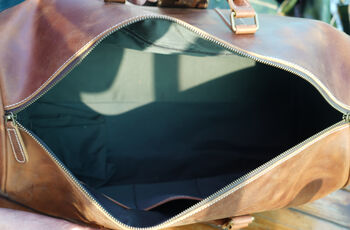 Leather Weekend Bag With Shirt Compartment, 5 of 11