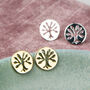 Sterling Silver Or Gold Tree Of Life Disc Stud Earrings, thumbnail 4 of 9