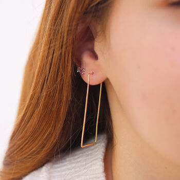 Rectangle Hoop Earrings In 14k Gold Filled, 2 of 9