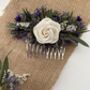 Dried Flower White And Purple Hair Comb, thumbnail 1 of 5