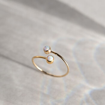 Gold Filled Opal Open Adjustable Ring, 4 of 10