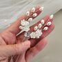 Pearl And Ceramic Flower Bridal Hair Pin, thumbnail 3 of 12