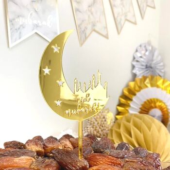 Eid Mubarak Cake Toppers 5pk Gold, 3 of 3