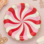 Christmas Candy Swirl Paper Plates Red And Pink Pack Of Eight, thumbnail 2 of 3