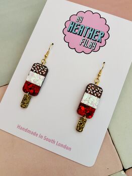 Fab Ice Lolly Glitter Statement Earrings / Summer Jewellery Gift / Colourful Foodie Earrings / Fun Festival Accessories, 3 of 5
