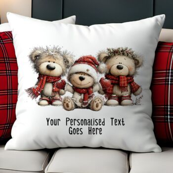 Personalised Christmas Teddy Bear Family Gift Cushion, 8 of 11