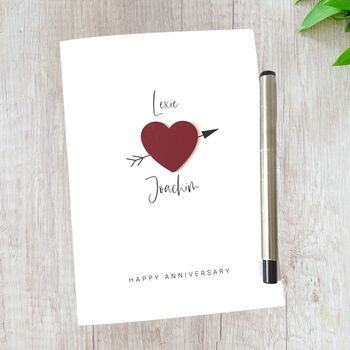 Personalised Wedding Anniversary Card Cupid's Bow, 2 of 6