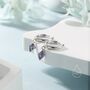 Very Tiny Rhombus Amethyst Purple Cz Huggie Hoop In Sterling Silver, thumbnail 2 of 12