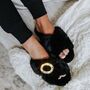 Personalised Diamante Fluffy Faux Fur Slippers, thumbnail 4 of 10