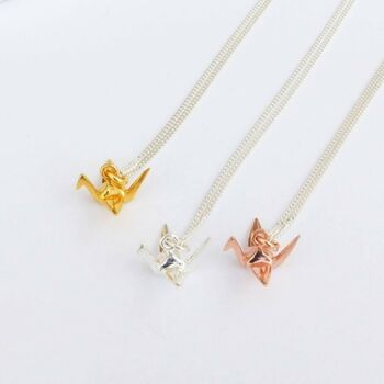 Sterling Silver Origami Crane Necklace, 5 of 5