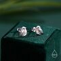 Sterling Silver Baby Robin Bird With Rose Gold Breast Stud Earrings, thumbnail 3 of 12