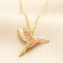Hummingbird Pendant Necklace In Gold, thumbnail 2 of 6
