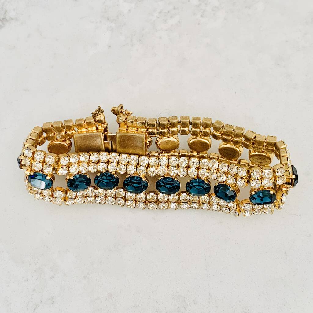 Original 1950s Multi Strand Rhinestone Tennis Bracelet By Vintage Candy