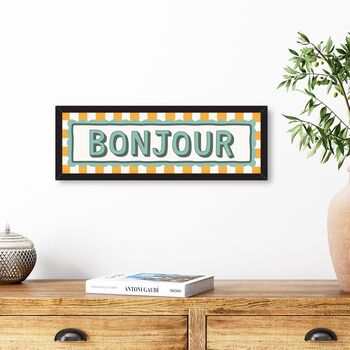 French Style Stripe Bonjour Framed Print, 5 of 8