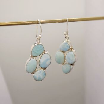 Larimar Drop Earrings: Sterling Silver Blue Gemstone, 3 of 12