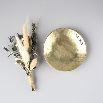 21st Anniversary Gift Hammered Brass Dish, Two Shapes, 3 of 12