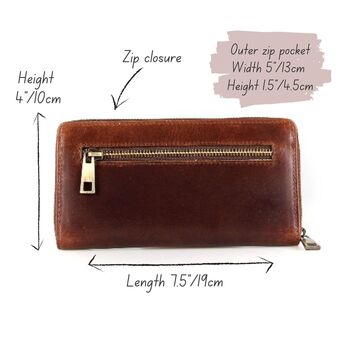Leather Ziparound Purse, Brown, 5 of 5