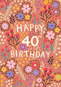 40th Birthday Card For Women, Floral 40th Card, For Her, 4 of 4