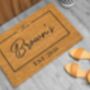 Personalised Coir Doormat With Name And Est Date, thumbnail 6 of 8