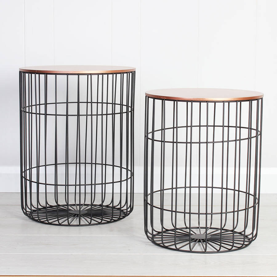 Set Of Two Storage Industrial Copper Side Tables By Dibor